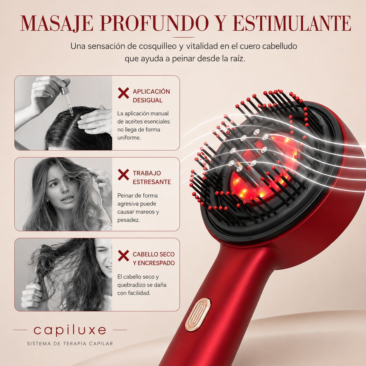 cepillo masajeador capilar luz led